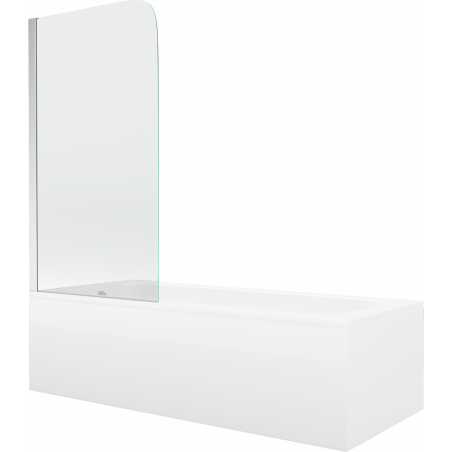 Mexen Vega stačiakampė vonia 160 x 70 cm su apdaila ir 1 durų pertvara 80 cm, skaidri, chromuota - 550116070X9008010100