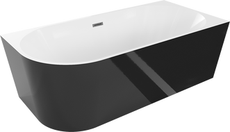 Mexen Mia laisvai stovinti dešinysis kampinis vonia 170 x 80 cm, balta/juoda, gun grey šepetėliu sūkurio anglis