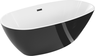 Mexen Eris laisvai stovinti vonia 170 x 80 cm, balta/juoda, juodas persipylimas - 53441708075-70