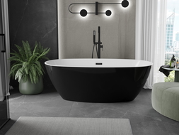 Mexen Eris laisvai stovinti vonia 170 x 80 cm, balta/juoda, juoda perpildymo anga - 53441708075-70