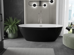 Mexen Eris laisvai pastatoma vonia 170 x 80 cm, balta/juoda, perteklius šlifuotas nikelis - 53441708075-97