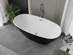 Mexen Eris laisvai stovinti vonia 180 x 80 cm, balta/juoda, gun gray šlifuota - 53441808075-66