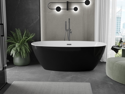 Mexen Eris vonia laisvai stovinti 180 x 80 cm, balta/juoda, gun metal - 53441808075-95