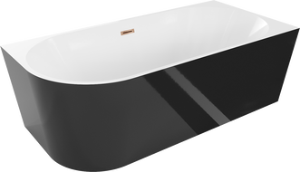 Mexen Mia laisvai stovinti kampinė vonia dešinė 180 x 80 cm, balta/juoda, perpildymas rožinio aukso - 52691808075P-60
