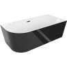 Mexen Mia laisvai stovinti kampinė vonia dešinė 180 x 80 cm, balta/juoda, juodas persipylimas - 52691808075P-70