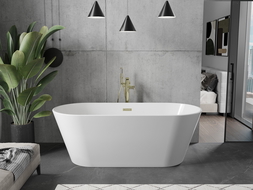 Mexen Flavia laisva vonia 150 x 75 cm, balta, matinio aukso perpylimas - 54031507500-55