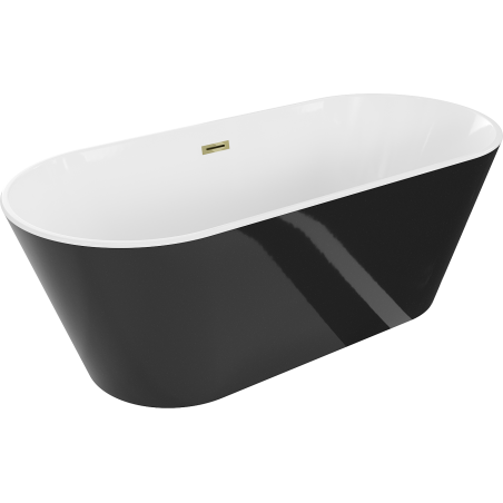 Mexen Flavia laisvai pastatoma vonia 150 x 75 cm, balta/juoda, auksinis persipylimas - 54031507575-50