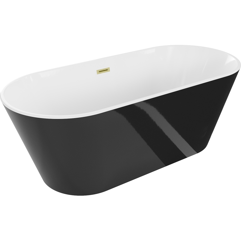 Mexen Flavia laisvai pastatoma vonia 150 x 75 cm, balta/juoda, aukso šlifuota peripylimo anga - 54031507575-55