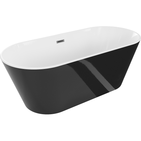 Mexen Flavia laisvai stovima vonia 150 x 75 cm, balta/juoda, gun metal perpylimas - 54031507575-95
