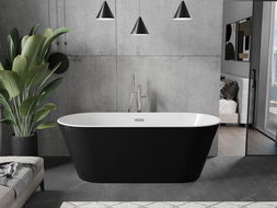 Mexen Flavia vonios kambarys laisvai stovinti 150 x 75 cm, balta/juoda, šlifuotas nikelis - 54031507575-97