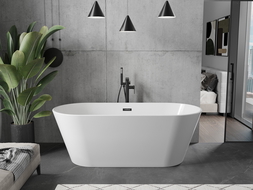 Mexen Flavia vonia 160 x 75 cm, balta, juodas persipylimas - 54031608000-70