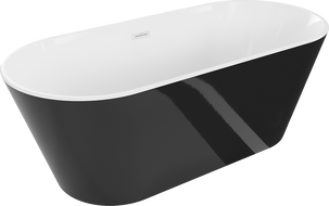 Mexen Flavia laisvai pastatoma vonia 160 x 75 cm, balta/juoda, baltas perpylimas - 54031608075-20