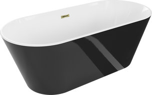 Mexen Flavia laisvai pastatoma vonia 160 x 75 cm, balta/juoda, auksinė perpylimo anga - 54031608075-50