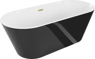 Mexen Flavia laisvai pastatoma vonia 160 x 75 cm, balta/juoda, auksinis matinis perpylimas - 54031608075-55