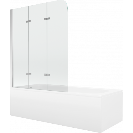 Mexen Vega stačiakampė vonia 160 x 70 cm su apdaila ir 3 dalių 120 cm ekranu, permatomas, chromas - 550116070X9012030100