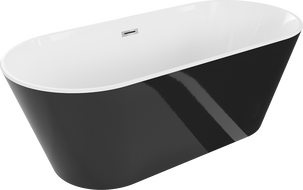Mexen Flavia laisvai pastatoma vonia 170 x 75 cm, balta/juoda, chromuotas perpylimas - 54031708075-01