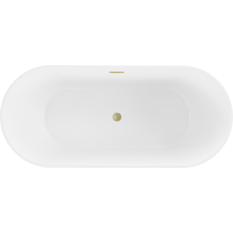 Mexen Flavia laisvai stovinti vonia 170 x 75 cm, balta/juoda, auksinė matinė perpylimo anga - 54031708075-55