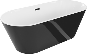 Mexen Flavia laisvai stovinti vonia 170 x 75 cm, balta/juoda, juodas perpylimas - 54031708075-70