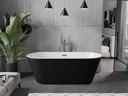 Mexen Flavia laisvo stovinčio 170 x 75 cm vonia, balta/juoda, gun gray šveitimo perlaida - 54031708075-66