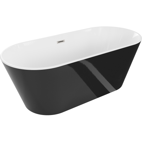 Mexen Flavia laisvai stovinti vonia 170 x 75 cm, balta/juoda, šlifuotas nikelis - 54031708075-97