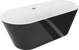 Mexen Flavia laisvai stovinti vonia 170 x 75 cm, balta/juoda, šlifuotas nikelis - 54031708075-97