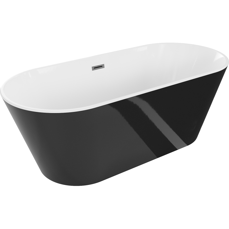Mexen Flavia laisvai pastatoma vonia 170 x 75 cm, balta/juoda, su gun metal perbėgimu - 54031708075-95
