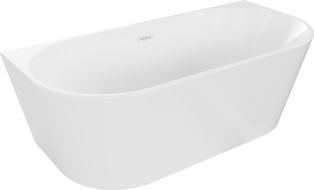 Mexen Oval laisvai stovinti prie sienos vonia 140 x 75 cm, balta, baltas perpildymo - 52671407500-20