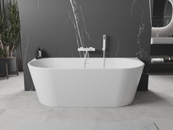 Mexen Oval laisvai stovinti prie sienos vonia 140 x 75 cm, balta, baltas perpildymo - 52671407500-20