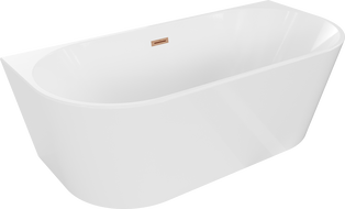 Mexen Oval vonia laisvai stovinti prie sienos 140 x 75 cm, balta, šlifuota varinė išleidimo anga - 52671407500-65