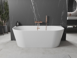 Mexen Oval vonia laisvai stovinti prie sienos 140 x 75 cm, balta, šlifuota varinė išleidimo anga - 52671407500-65