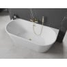 Mexen Oval vonia laisvai stovinti prie sienos 150 x 75 cm, balta, išleidimo anga auksinė - 52671507500-50