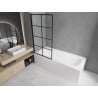 Mexen Vega stačiakampė vonia 160 x 70 cm su apvalkalu ir vieno skydo 70 cm ekranu, juodas raštas fiksa - 550116070X9307007077