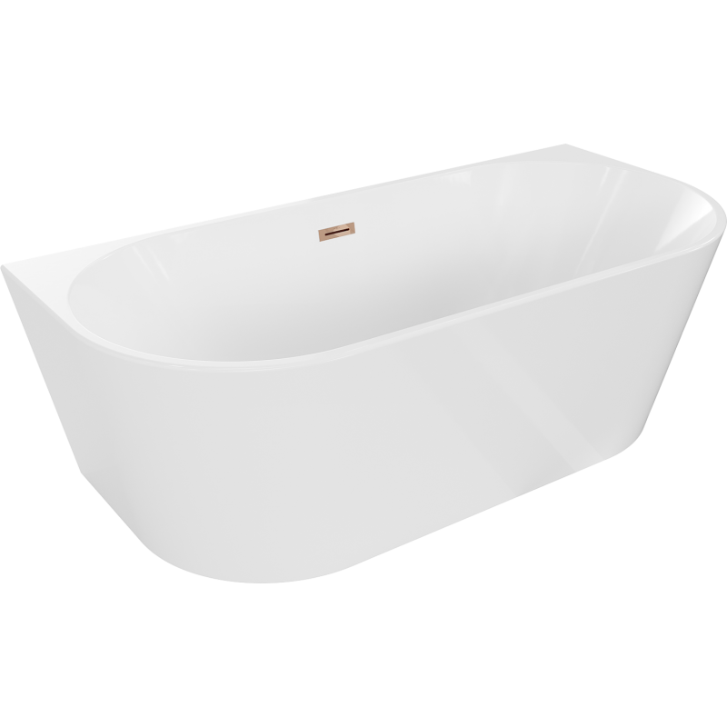 Mexen Oval vonia laisvai stovinti, prie sienos 150 x 75 cm, balta, rožinė auksinė perpildymo anga - 52671507500-60