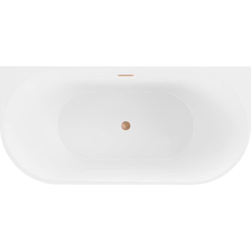 Mexen Oval laisvai stovinti priedušo vonia 150 x 75 cm, balta, šlifuoto vario perteklius - 52671507500-65