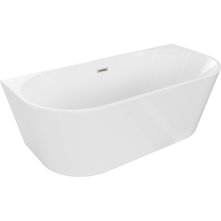 Mexen Oval vonios kambario stovinčioji sieninė 150 x 75 cm, balta, šlifuoto nikelio perteklius - 52671507500-97