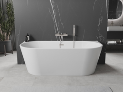 Mexen Oval vonia laisvai stovinti prie sienos 160 x 80 cm, balta, matinė nikelio išleidimo - 52671608000-97