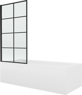Mexen Vega stačiakampė vonia 160 x 70 cm su korpusu ir vienasparniu ekranu 70 cm, juodas raštas - 550116070X9307017077