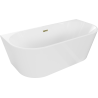 Mexen Oval laisvai pastatoma prie sienos vonia 180 x 80 cm, balta, auksinė persipylimo anga - 52671808000-50