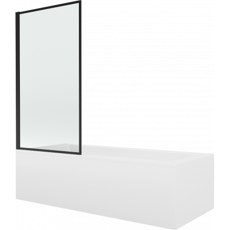 Mexen Vega Stačiakampė vonia 160 x 70 cm su apdaila ir 1-durų 80 cm pertvara, juodas raštas - 550116070X9308017070