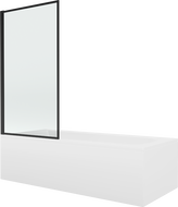Mexen Vega Stačiakampė vonia 160 x 70 cm su apdaila ir 1-durų 80 cm pertvara, juodas raštas - 550116070X9308017070