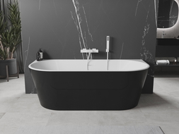 Mexen Oval vonios, laisvai stovinti siena 150 x 75 cm, balta / juoda, balta perpildymo anga - 52671507575-20
