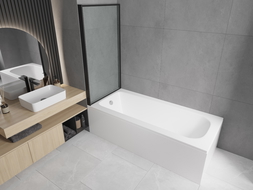 Mexen Vega stačiakampė vonia 160 x 70 cm su apdaila ir vieno sparno ekranas 80 cm, juodas raštas - 550116070X9308017070