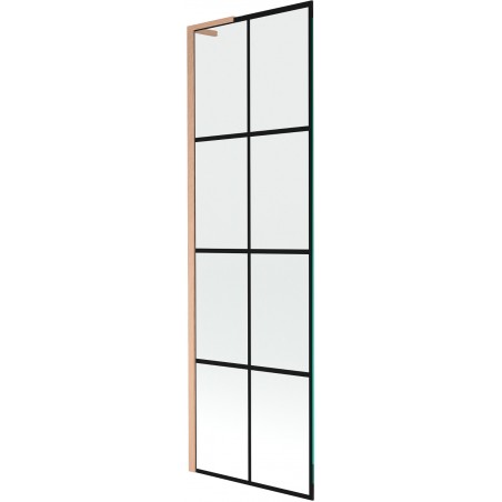 Mexen Next L vonios ekrano vienos dalies 60 x 150 cm, juodas raštas, šepečiu valyta varis - 895-060-000-03-77-65