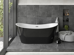 Mexen Montana laisvai stovinti vonia 170 x 80 cm, balta/juoda, perpylimas gun metal - 52011708075-95