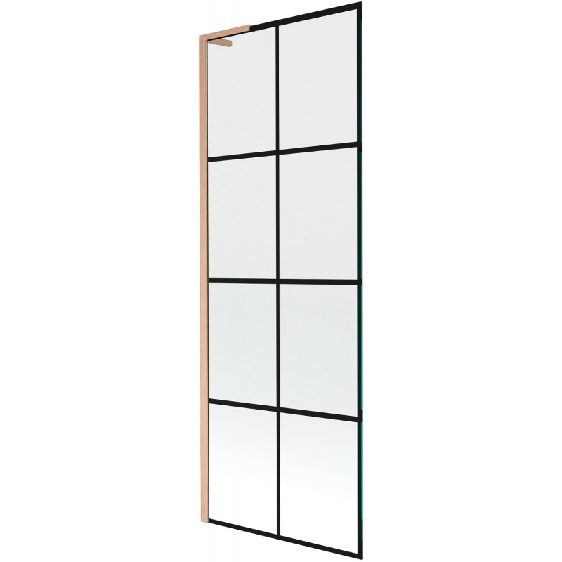 Mexen Next L vonios ekranas 1-duris 70 x 150 cm, juodas tinklelis, šlifuotas varis - 895-070-000-03-77-65