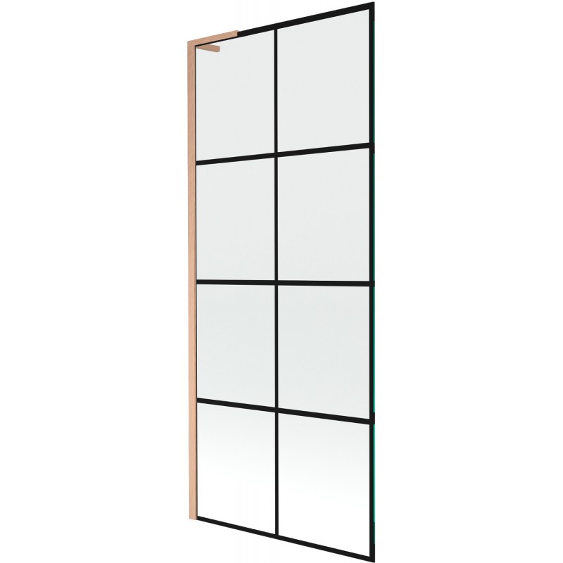 Mexen Next L vonios ekrano 1-jų durų 80 x 150 cm, juodas tinklas, šlifuotas varis - 895-080-000-03-77-65