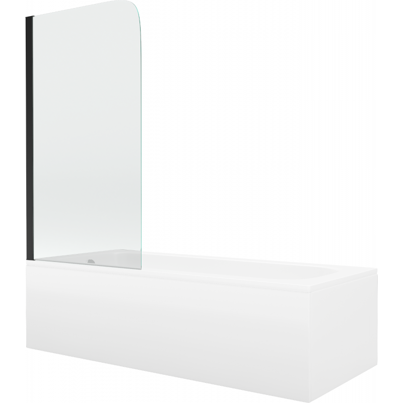 Mexen Vega stačiakampė vonia 170 x 70 cm su apdanga ir vieno sparno 70 cm širma, permatoma, juoda - 550117070X9007017000