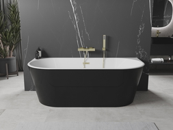 Mexen Oval vonios kambario montažinė laisvai stovinti 170 x 80 cm, balta/juoda, auksinis perpildymas - 52671708075-50