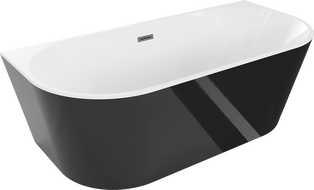 Mexen Oval laisvai stovinti vonia prie sienos 170 x 80 cm, balta/juoda, korėjimas gun gray šlifuotas - 52671708075-66