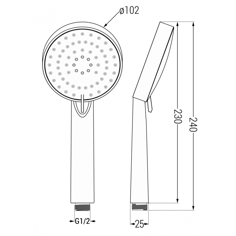 Mexen R-75 dušo rankena 3-funkcinė, juoda - 79575-70
